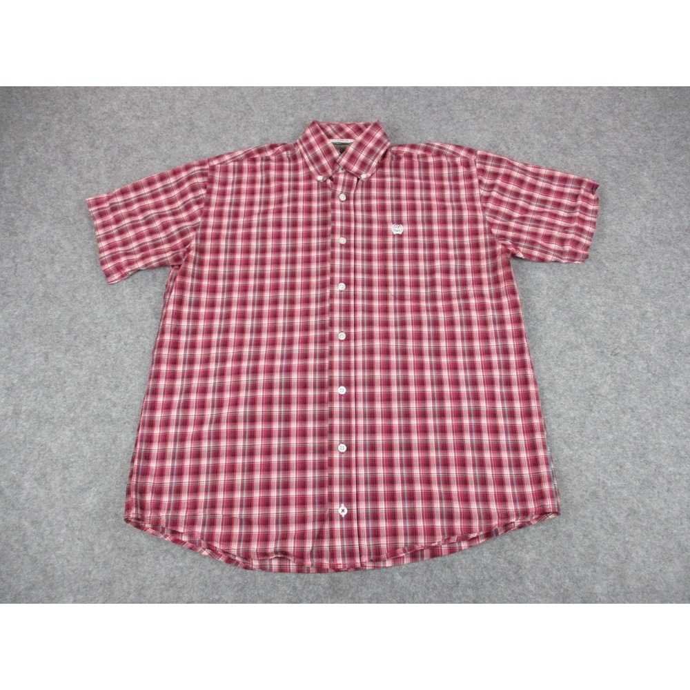 Cinch Shirt Mens Extra Small Red White Plaid Button Up Pocket Cowboy Rodeo